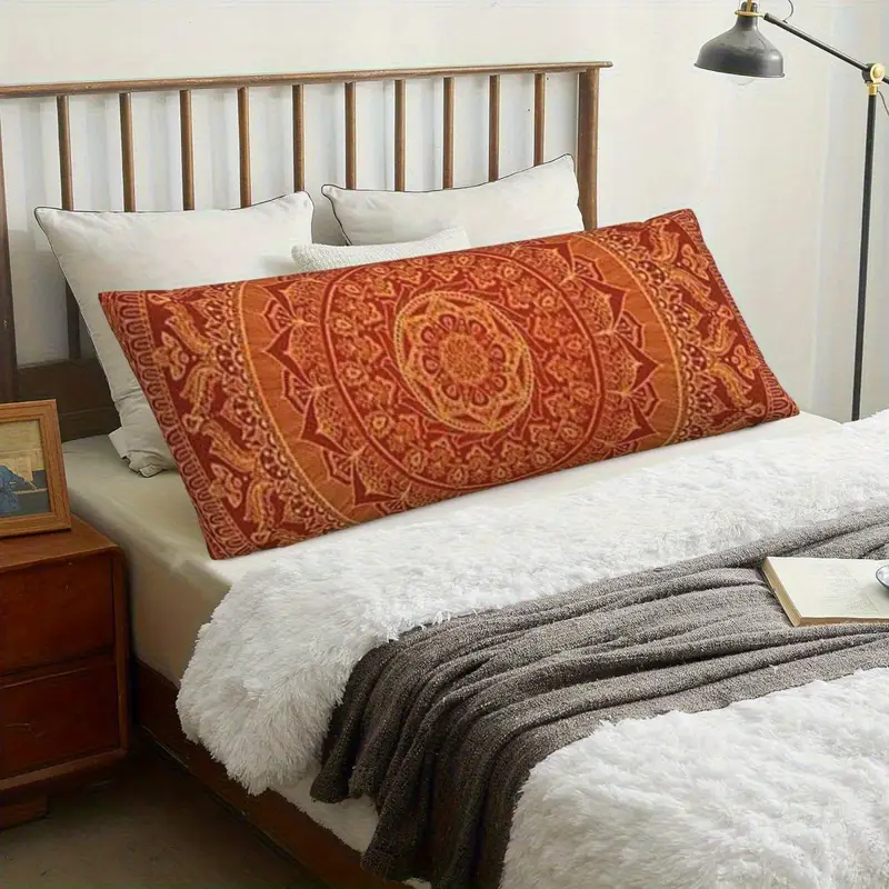 1pc antique mandala spice pillow cover 20x54 inch double sided print soft polyester fabric zipper closure machine washable ideal for sofa living room bedroom decor bedroom decor mandala pattern zippered pillowcase decorative pillows Product details 2