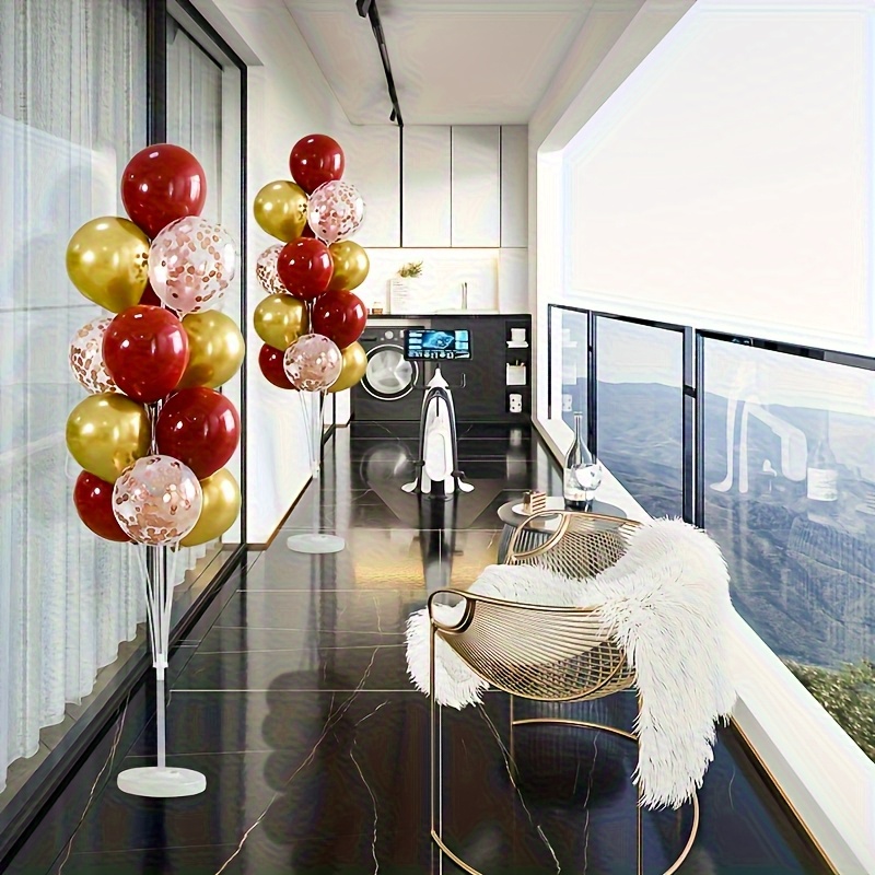 2pcs Festive Balloon Arch Kit with Sturdy PP Stand & Water Base - Easy Assembly, Reusable, Ideal for National Day, Wedding, Graduation Party, Home & Garden Decor, White Balloons, Party Decoration | Elegant Balloon Display | Durable Plastic Stand, Balloon Decorations