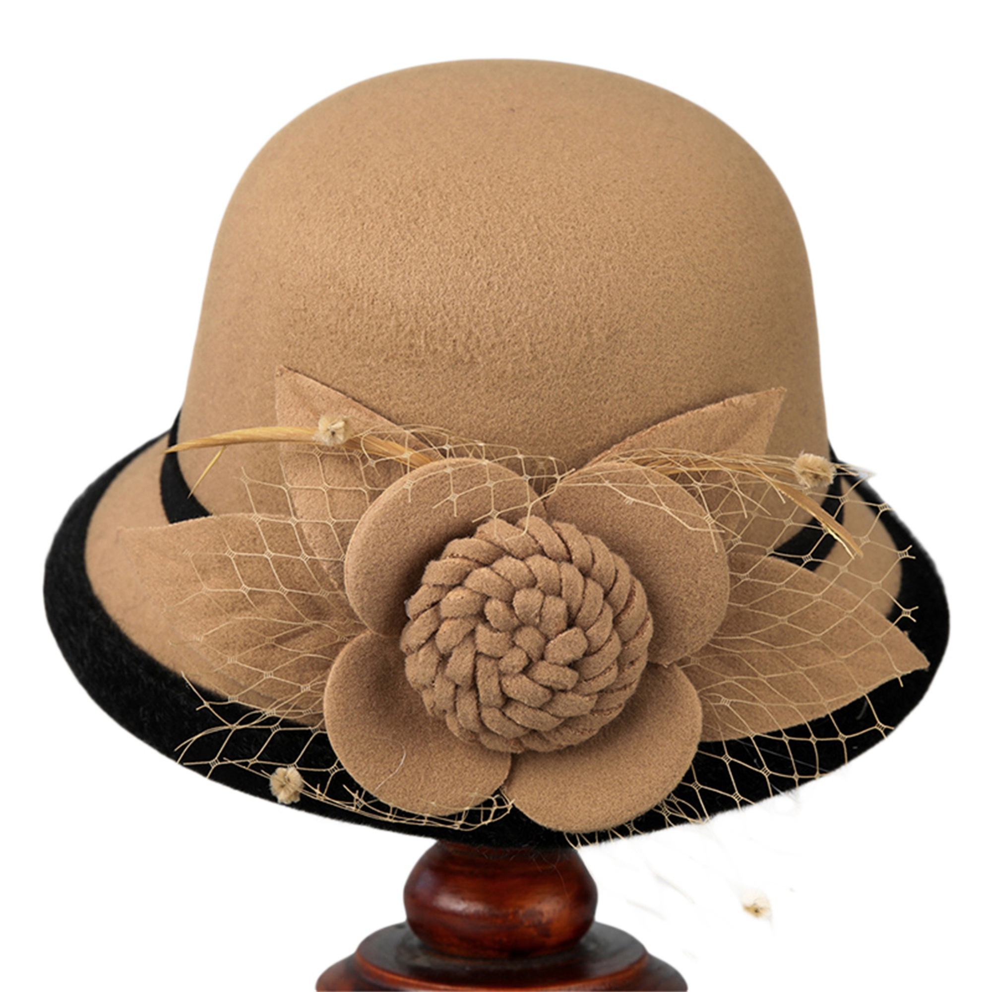 womens vintage felt cloche hat floral - Temu display picture 1
