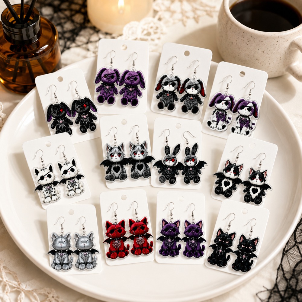 12 Pairs Gothic Acrylic Pendant Earring Set, Fun Accessories