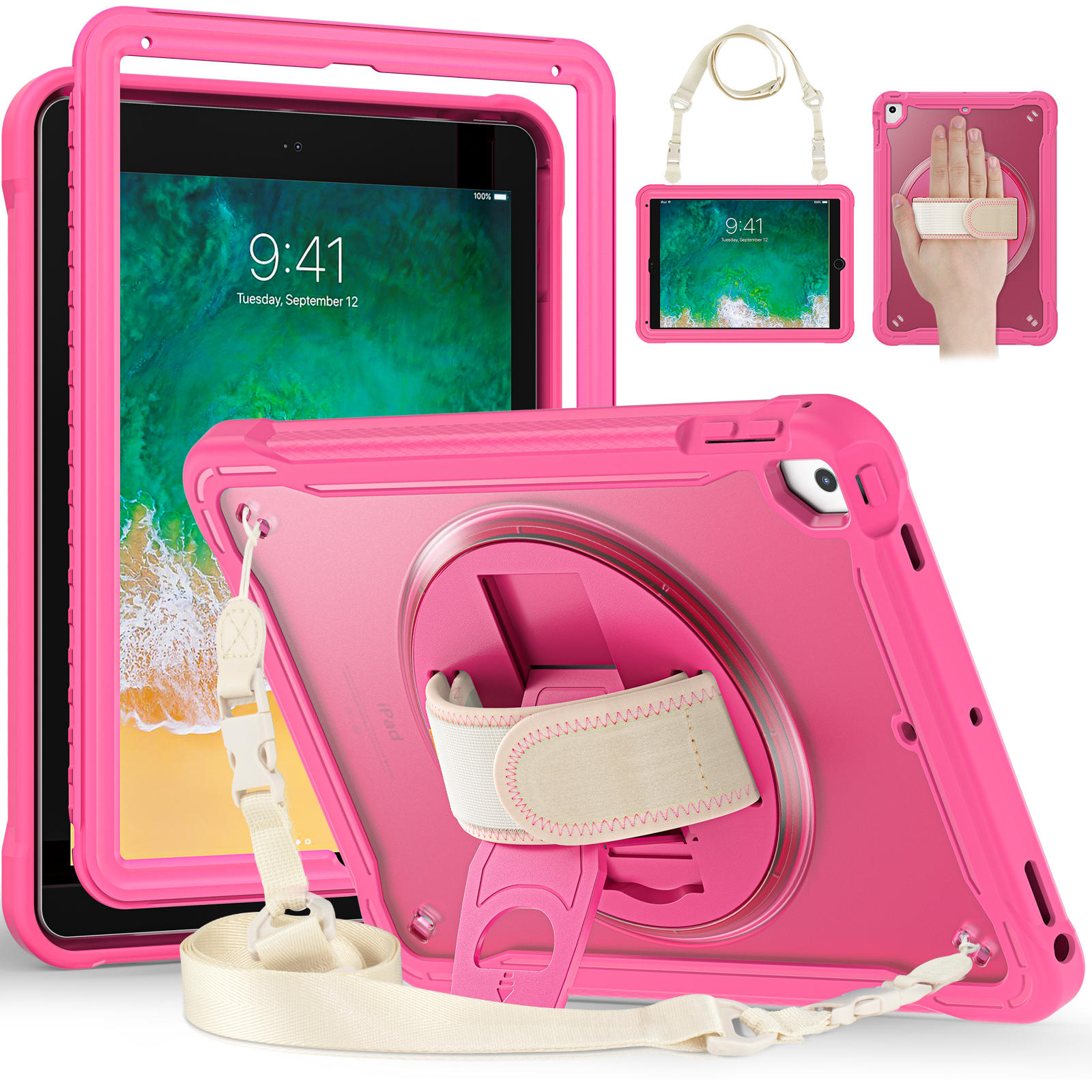 TEMU Tablet Case: Fits For Ipad 5th/6th/pro 9.7"/for Ipad Air 2 With Wrist Strap And Adjustable Stand And Adjustable Shoulder Cartoon Protective