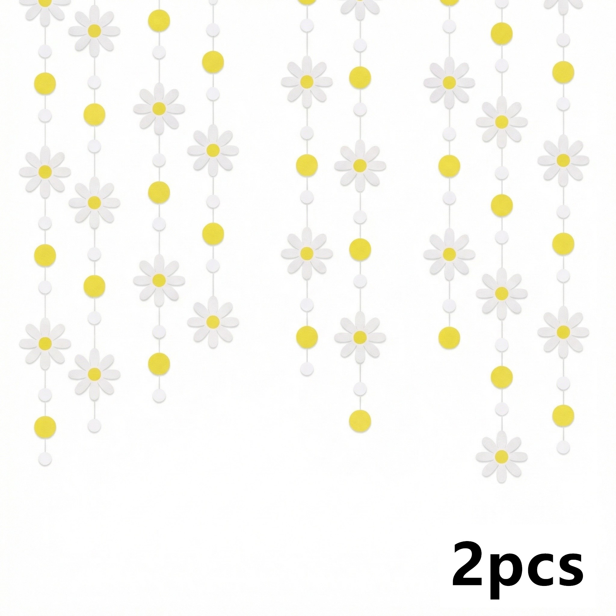 2pcs, Bohemian Daisy Paper Flower Garlands, 4m Yellow And White Floral Party Garland, Birthday And Wedding Party Decorations, Baby Shower Home Decor Halloween Decorations & Christmas Decorations