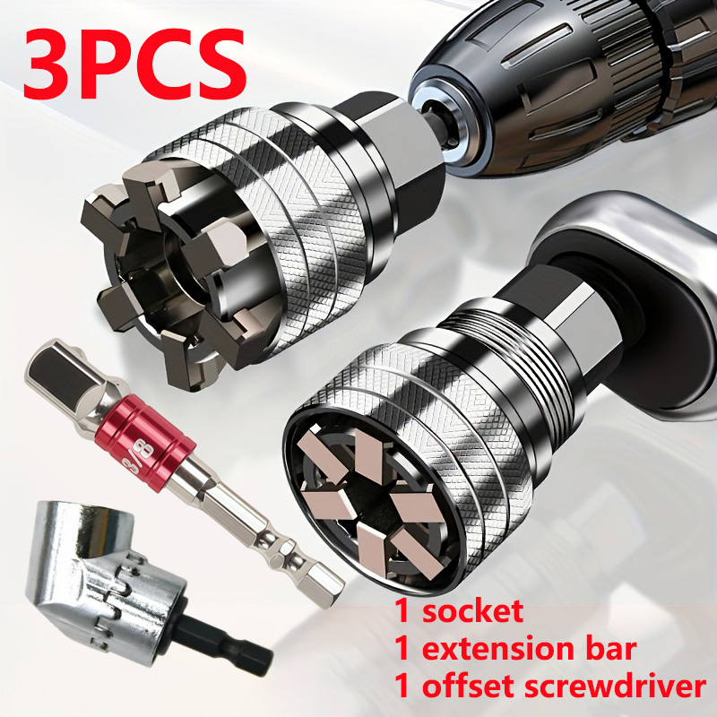 3pcs Professional Adjustable Socket Wrench Set, Durable Metal Construction, Industrial-grade Tool, Efficient Screw And Nut Removal, Suitable For Enthusiasts And Professionals