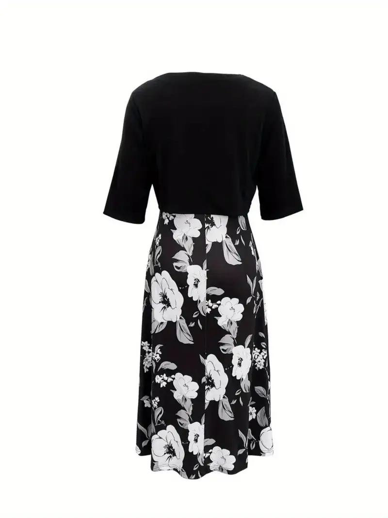 elegant floral print dress with ruched bust and off the shoulder sleeves casual yet sophisticated style for spring summer casual elegant attire floral print dress ruched detailing floral print dress Product details 3
