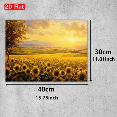 2d flat 2d flat 2d flat painting 1pc wooden framed canvas posters prints art sunflower field landscape artwork for spring summer autumn winter living room office study rustic cabin decor