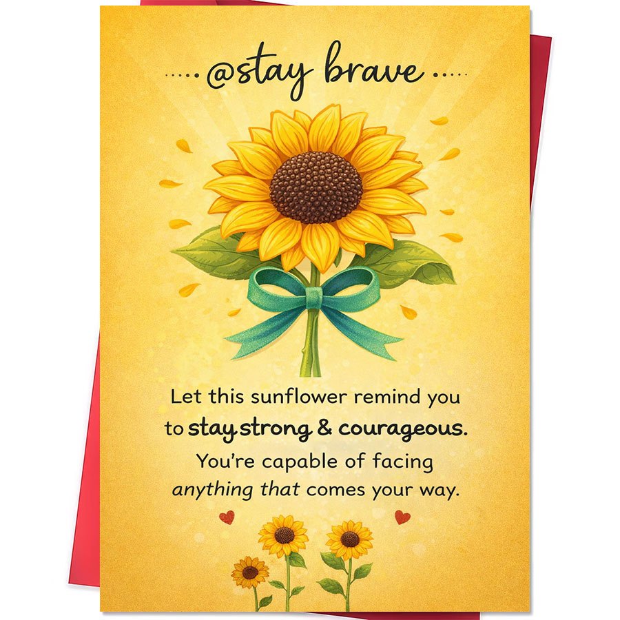 TEMU 【party Invitations】1 Greeting Card + 1 Envelope1pcs Encouraging Greeting Card For In With Sunflower Design To Staying Strong And