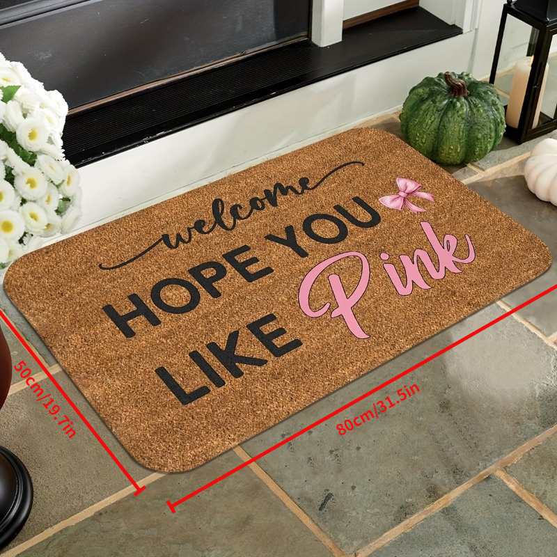 Image of 1pc Watercolor Pink Phalaeneas Welcome Mat, " Pink" Non-slip Bath Mat, Washable, Polyester Entrance Carpet, For Bathroom And Living Room Decoration