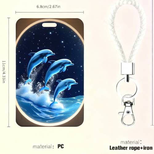 1pc womens student id card holder wallet with durable plastic dual slot for bus pass credit cards badges ids ocean case with lanyard for travel