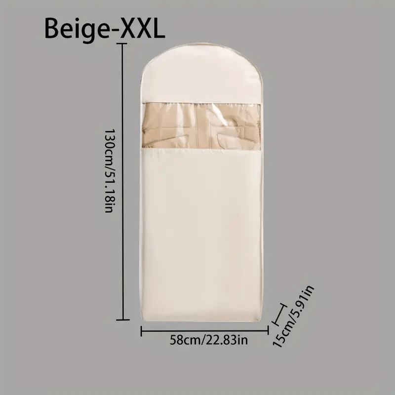 TEMU 1pc Compressible Hanging Garment Bag With Transparent Window- Space-saving Storage For Suits, Jackets And Coats, Ideal For Closet Organisers,