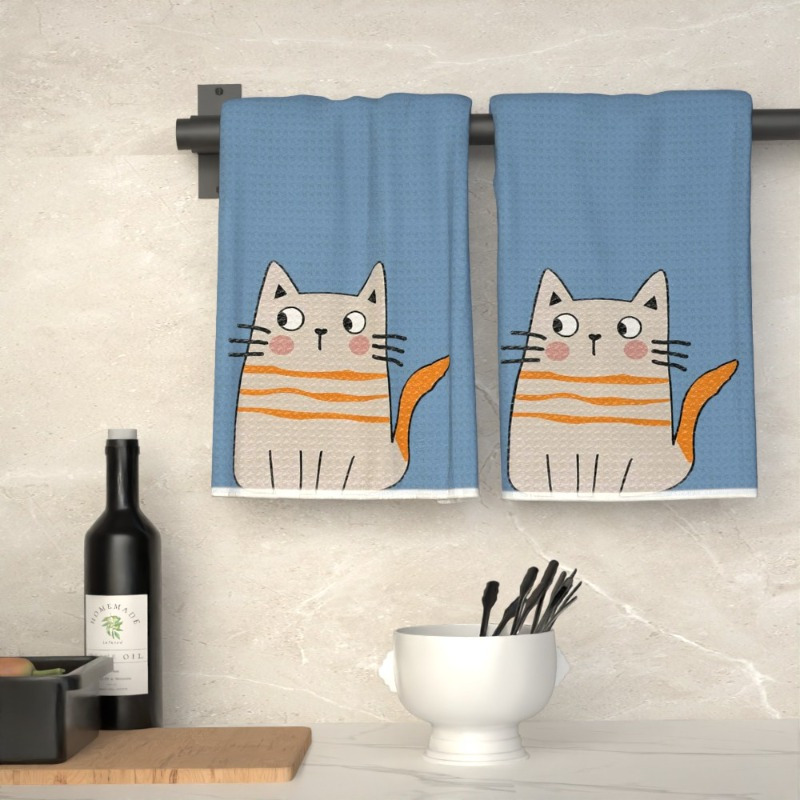 

2pcs Cat Towel Set, 18x26 Inches, Super Polyester, Quick-dry, Unscented, Ideal For Kitchen, Bathroom, Gym, Cat Lovers, Pet Owners, Normal & Relaxed Hair Compatible