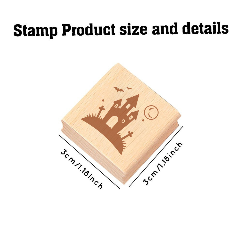 Cool Halloween Haunted House Theme Wooden Stamp