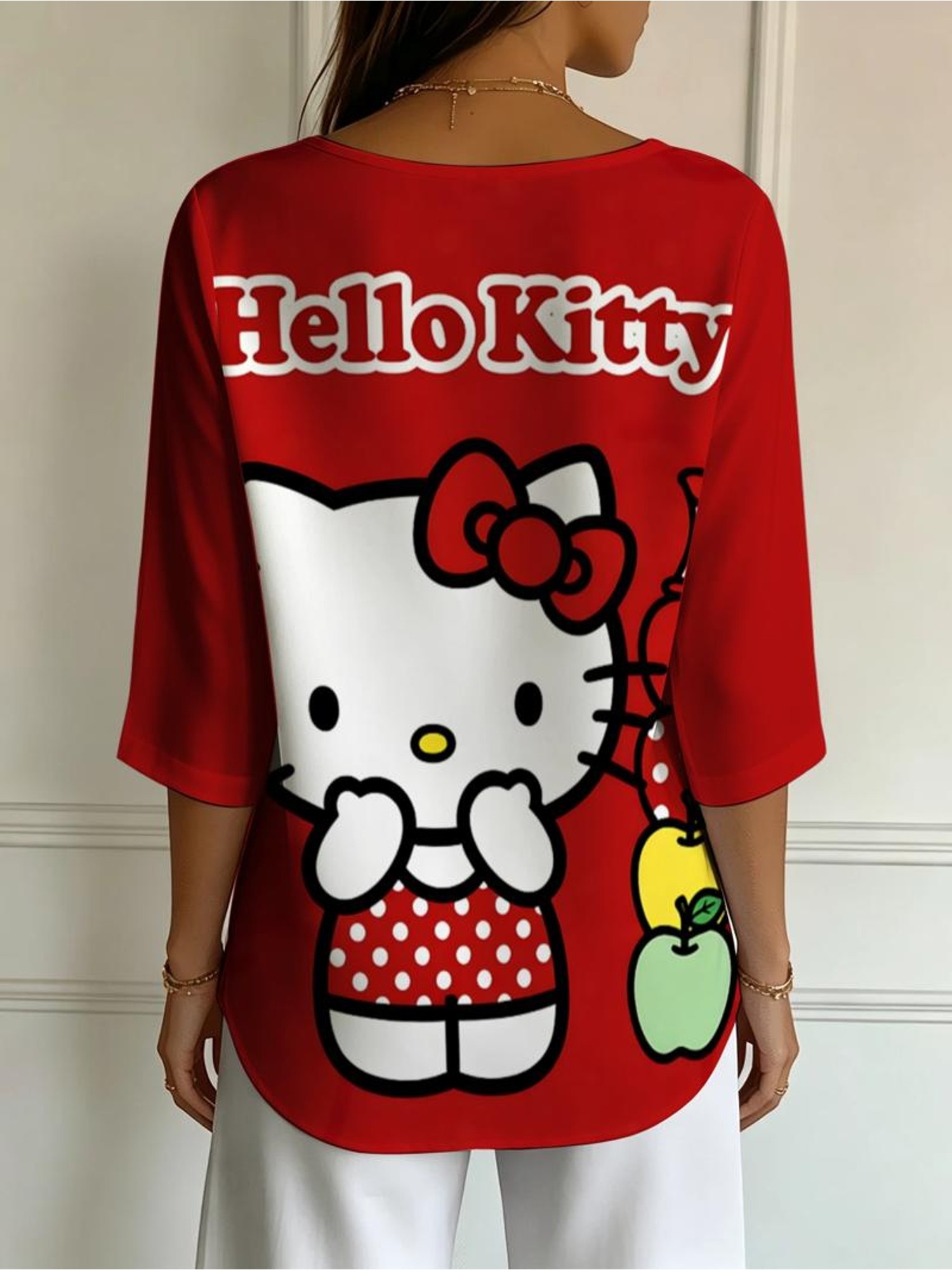 t-shirt da donna con stampa    , stile  , scollo a v,   3/4,  , diverse specifiche disponibili, top   casual