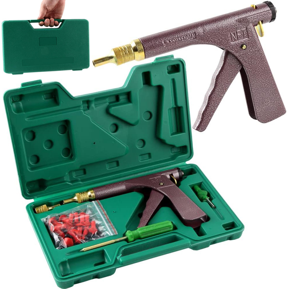 TEMU 17pcs Tubeless Tire Repair Kit With Mushroom Plugs, Vacuum Gun, And Nozzle - Cars And Bicycles