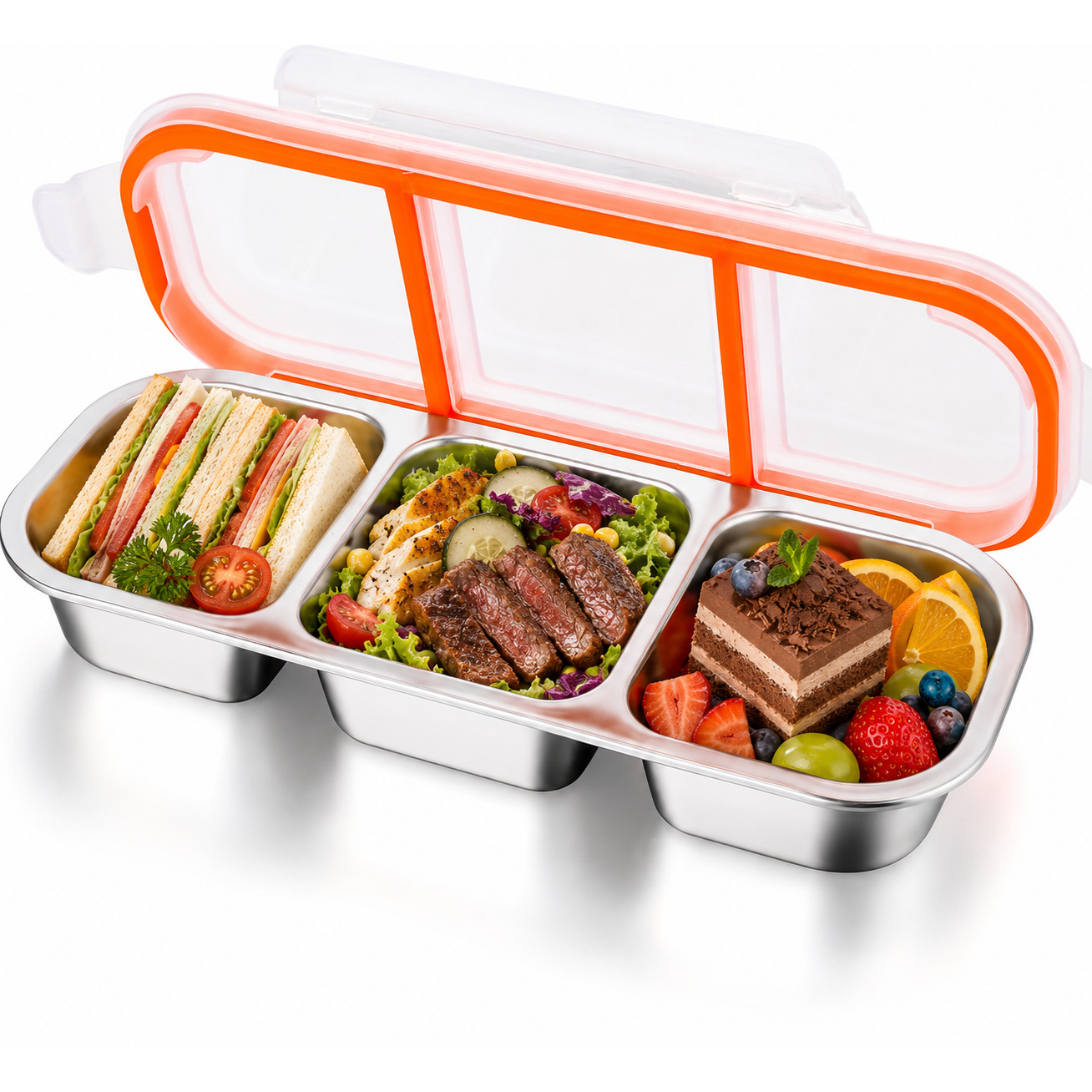 TEMU Boîte de conservation alimentaire divisée en acier inoxydable avec couvercle, portable, lavable au lave-vaisselle pour , , la préparation des