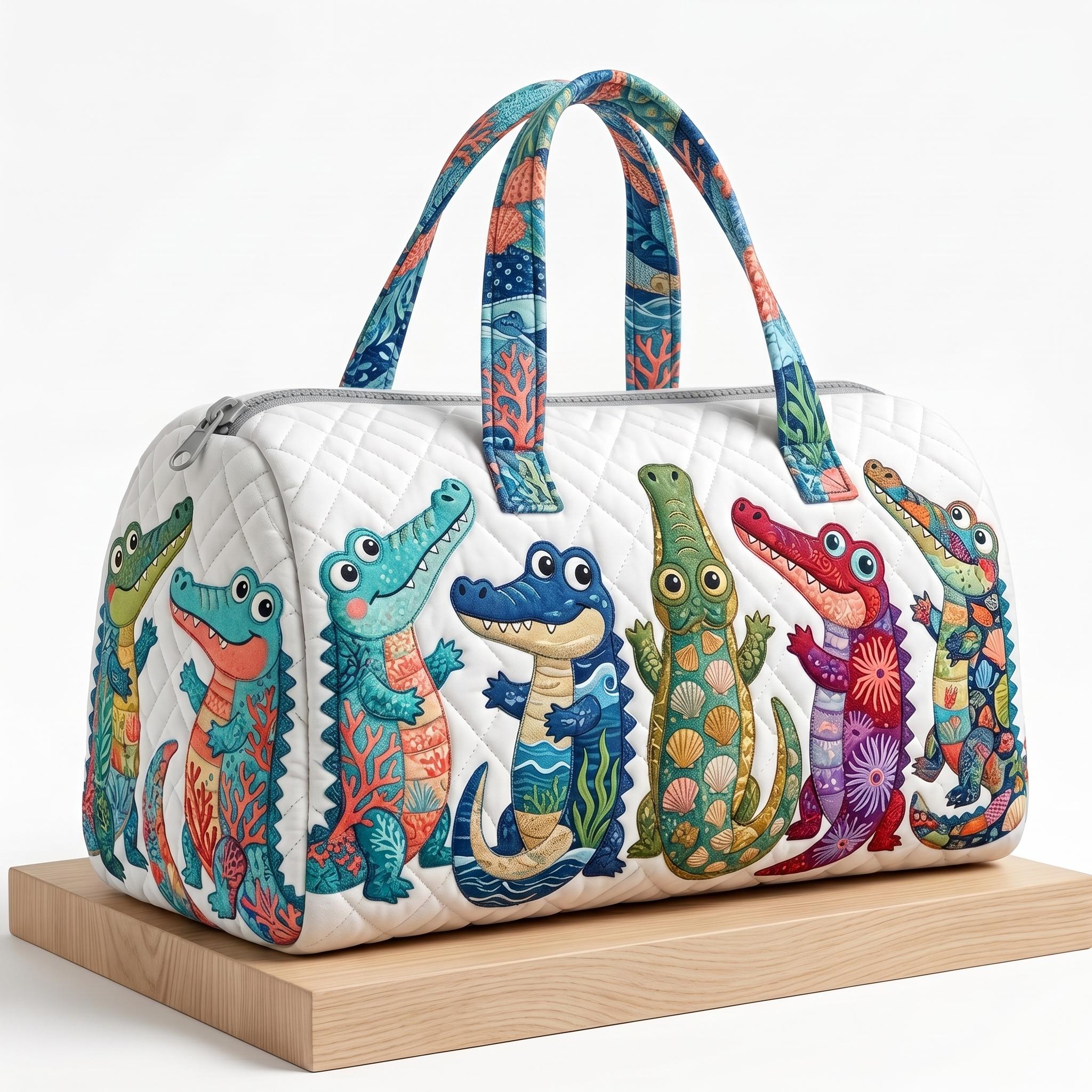 TEMU Travel Bag, Cute Crocodile Weekend Bag, Fun Crocodile Backpack, Florida Vacation Overnight Tote Bag, Unique Animal Travel Bag, Summer Beach Gift