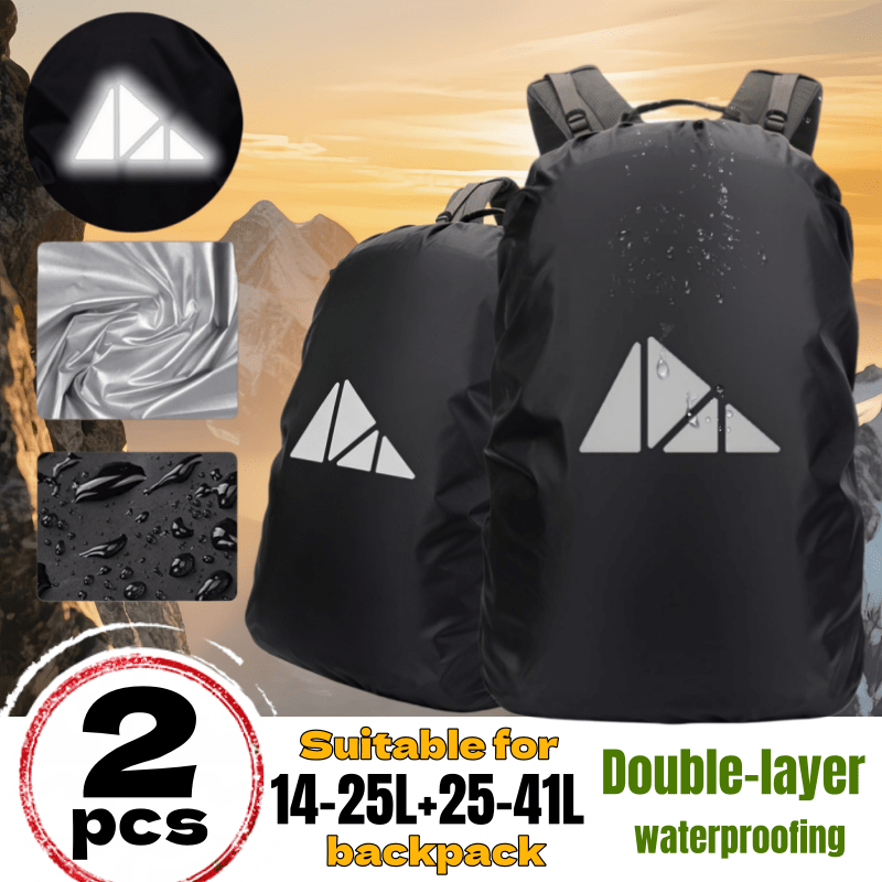 TEMU Imperméable de sac à dos réfléchissant double couche de haute qualité - Fabriqué en matériau double couche, 14-41L, Housse de pluie pour sac à