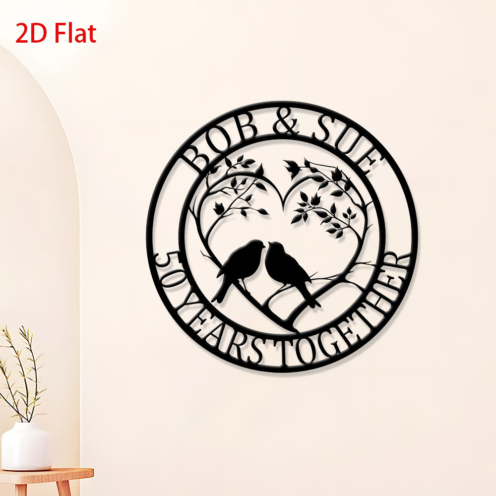 TEMU 1pc Personalized Metal Sign Custom Couple Names 50 Years Anniversary Wall Art Decor Unique Romantic Gift For Home