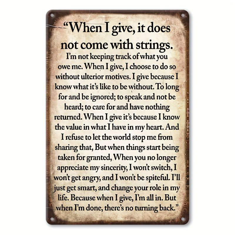 TEMU 2d Flat 1pc Vintage Inspirational Quote Aluminum Sign 8x12 Inch Home Office Wall Hanging Decoration Multi Purpose Indoor Outdoor Plaque English