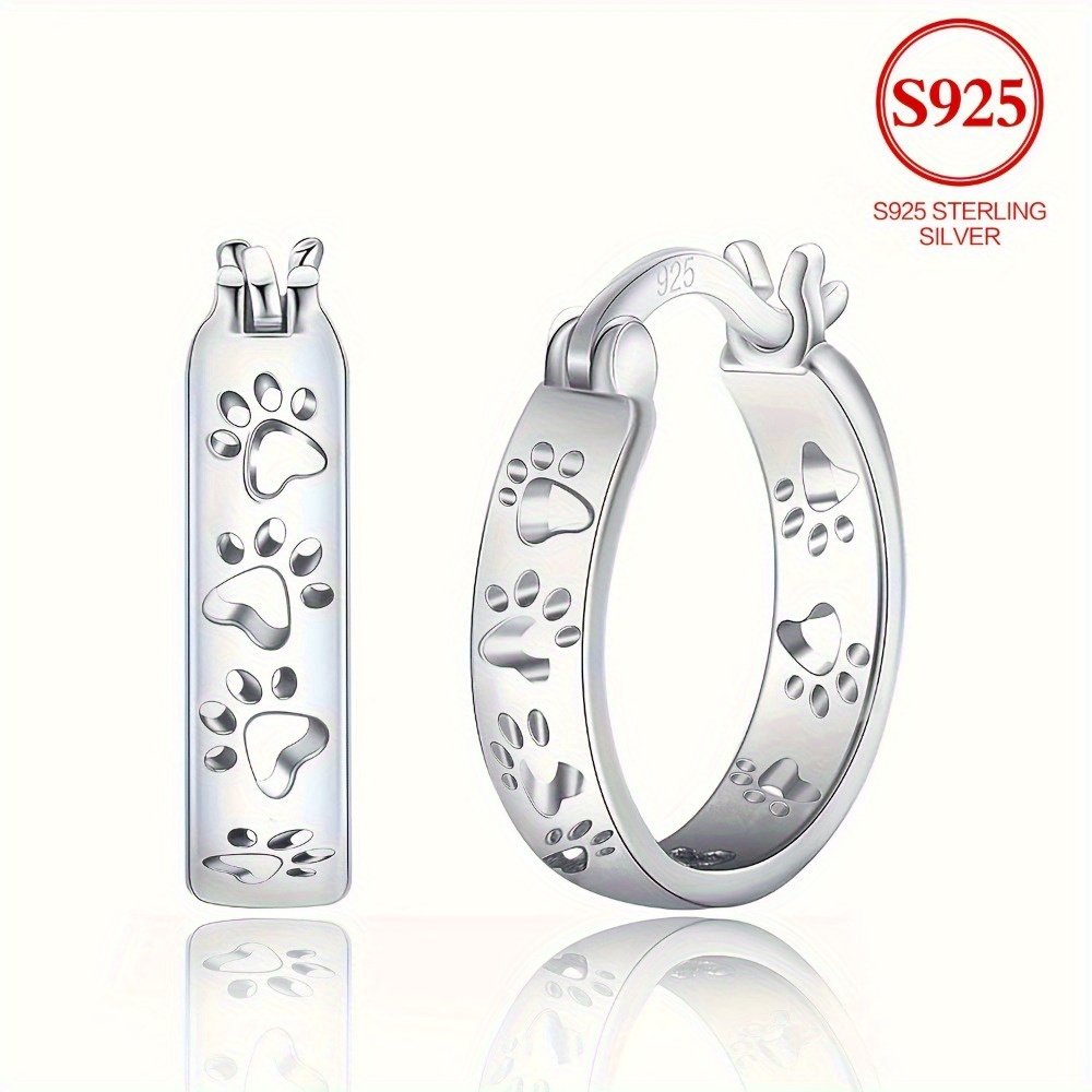 TEMU 925 Sterling Silver Hoop Earrings For Simple, No Mosaics, Everyday And Gift Occasions, Valentine's Day Gift Ideas, Elegant Animal Claw Jewelry For All