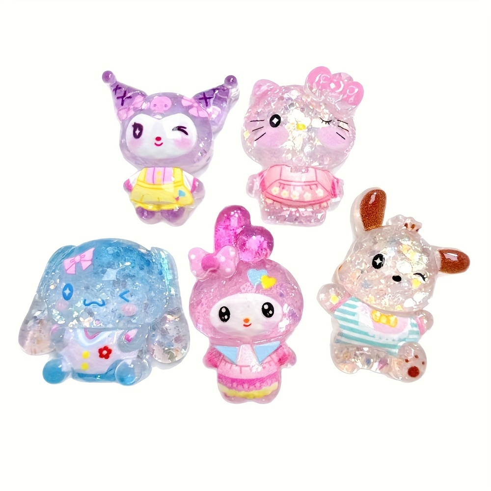 10pcs Kitty, Kuromi, Cinnamoroll, Melody, Sequin Resin Additions For Phone Cases, Hair Clips, Handmade Materials, Chain Pendants, Gifts For Girlfriend, Wife, Birthday, Holiday, Christmas