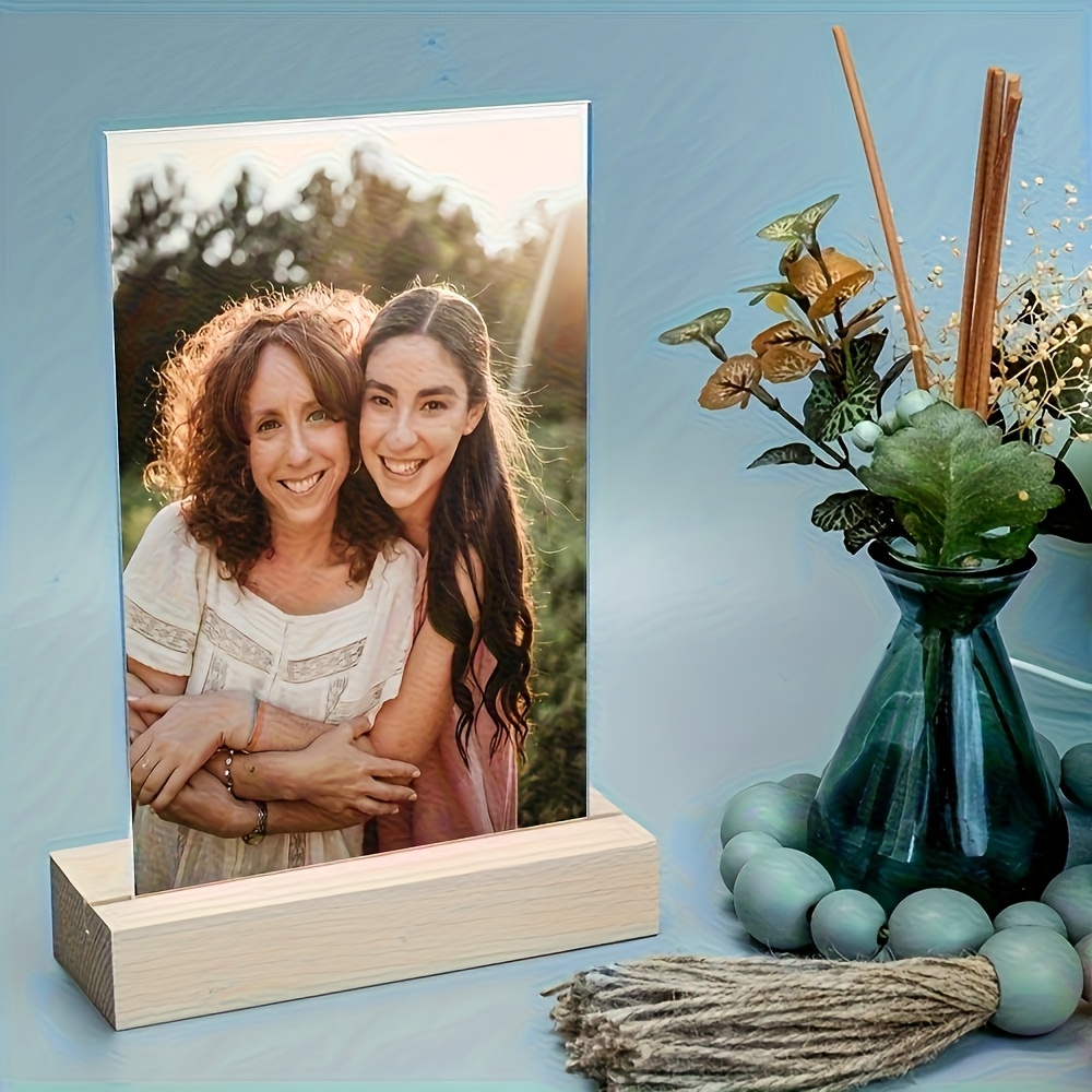 TEMU Piatto 2D, Supporto Acrilico Personalizzato con Foto 2D - 1 pz - Espositore per Foto Personalizzato, per Arredamento Casa, Matrimonio, Ufficio -