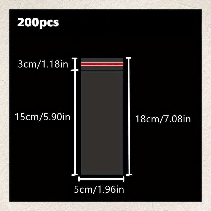 TEMU 200 Transparent Self-adhesive Bags, Self-sealing Jewelry Packaging Bags, Sealable Gift Bags, With Colored Tear-off Adhesive Strips.