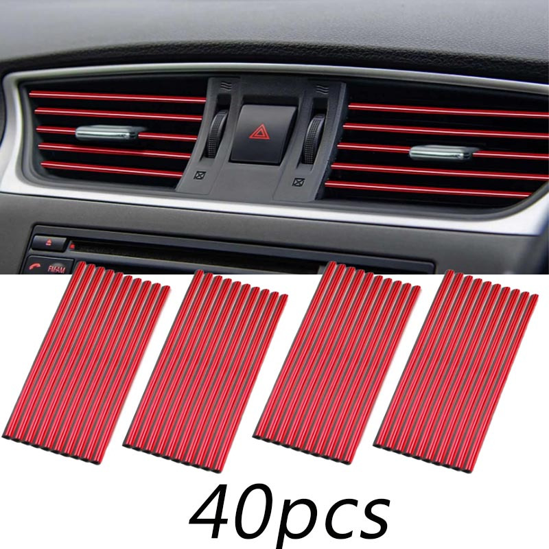 TEMU Car Air Vent Trim, Diy Decorative Chrome Pvc Automotive Interior Trim Strip, Suitable For Full Straight Air Vents -