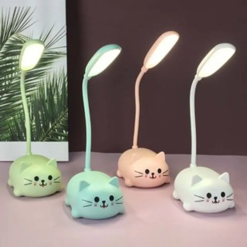 1pc adjustable small desk lamp cartoon cute cat night light usb rechargeable led desk lamp eye friendly warm white desk lamp suhehua Product details 0
