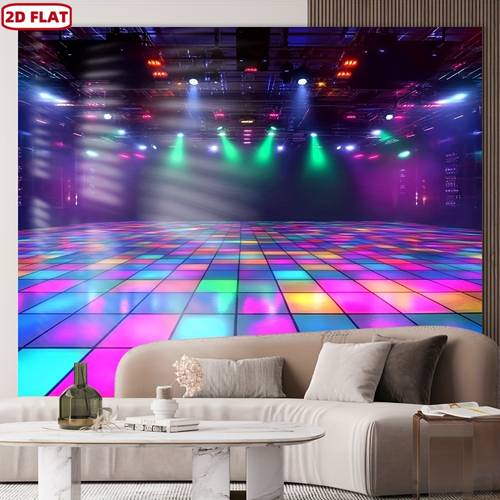 2d flat 1pc 2d flat self lit disco floor tiles no electricity needed checkered dance floor with color changing lights for parties photo shoots live streaming durable polyester fabric indoor