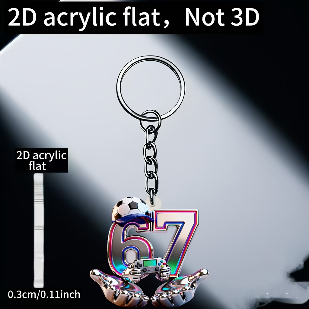 TEMU 2d Flat - [2d Flat] 1pc, Acrylic Material Keychain, Pinkish Green 67, Practical And Aesthetic Novelty Key Chain, Holiday Gift Decoration Key