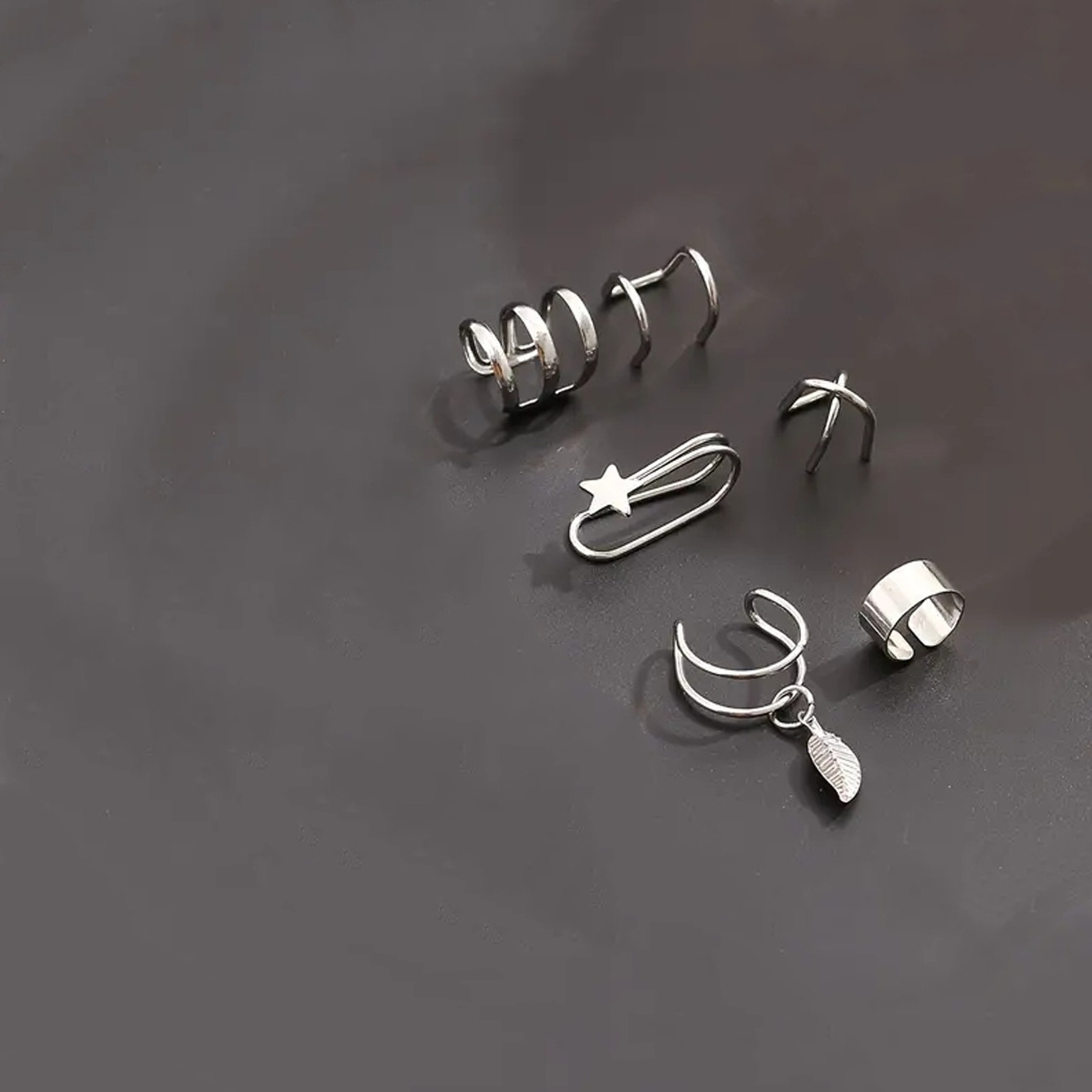 6pcs No-Piercing Clip-On Ear Cuff Earrings for Women