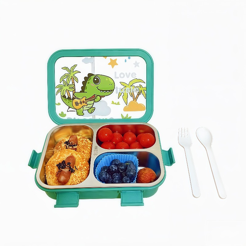 TEMU [stainless Steel Lunch Box] 1pc-304 Stainless Steel Lunch Box, Inner Container With Cutlery, Built-in Isolation To Prevent Odor Bento Box,