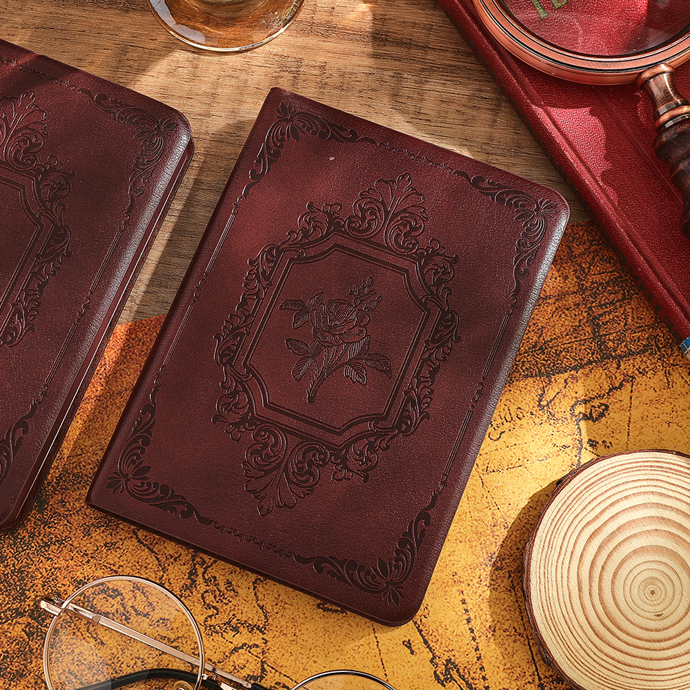 TEMU Vintage Faux Leather Pocket Notebook - 144 Pages Faux Leather Journal, Thick Paper Diary For Daily Writing, For School, Office, Travel &