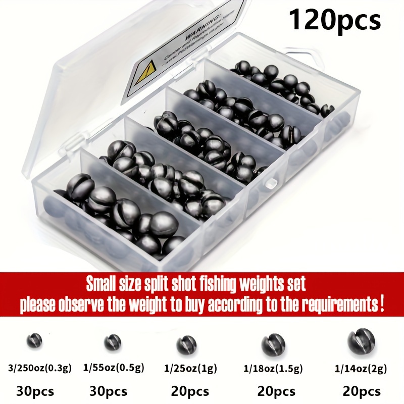 Image of 60/120pcs Lead Biting Set Open Lead Biting Naked Round Open Lead Raft Fishing Clip Lead Fishing Gear And Lead Sinker