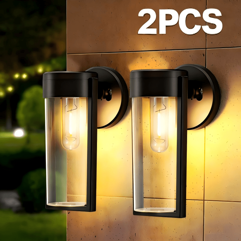 TEMU 2 piezas - Aplique de pared solar vintage, luz LED de exterior para jardín, patio y puerta de entrada
