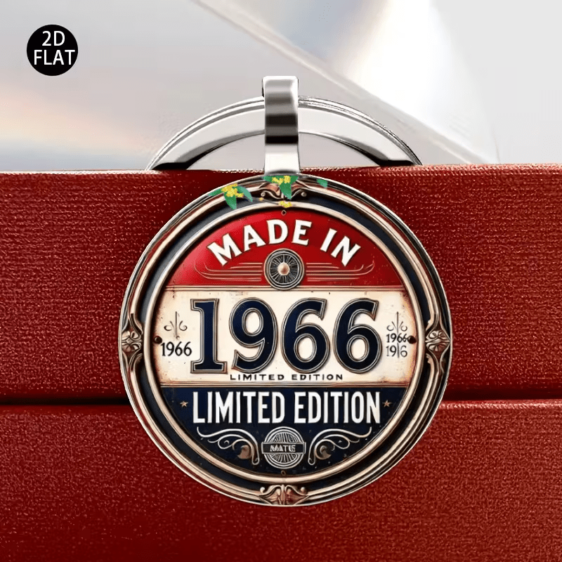 TEMU 2d Flat, 2d Plane-1966 Edition Age Commemorative Keychain, And Old Made In 1966 Edition Birthday Gift Pendant, Suitable For All Kinds Of