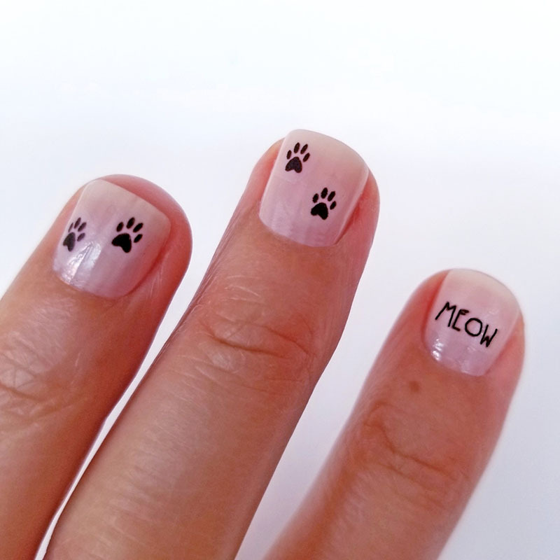 

1pc "" Cat Paw Print Nail Art Stickers - , Easy-to-apply Water Slide Decals With Sparkle , Irregular Shape For Diy Manicure, Scent-free, Ideal For Glass