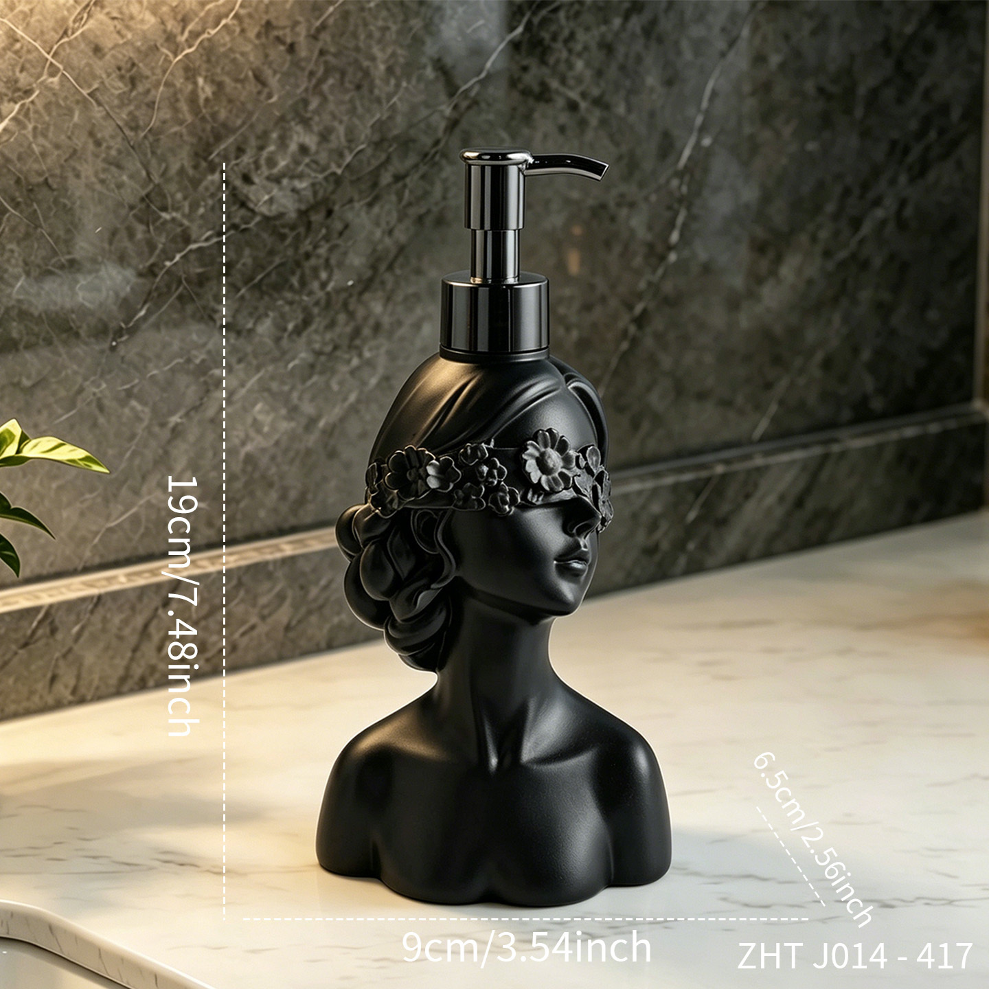 TEMU Vintage Lady Bust Soap Dispenser With Blindfolded Head & Floral -for-refill Pump Bottle - Resin Refillable Shampoo, Body Wash Container Suitable