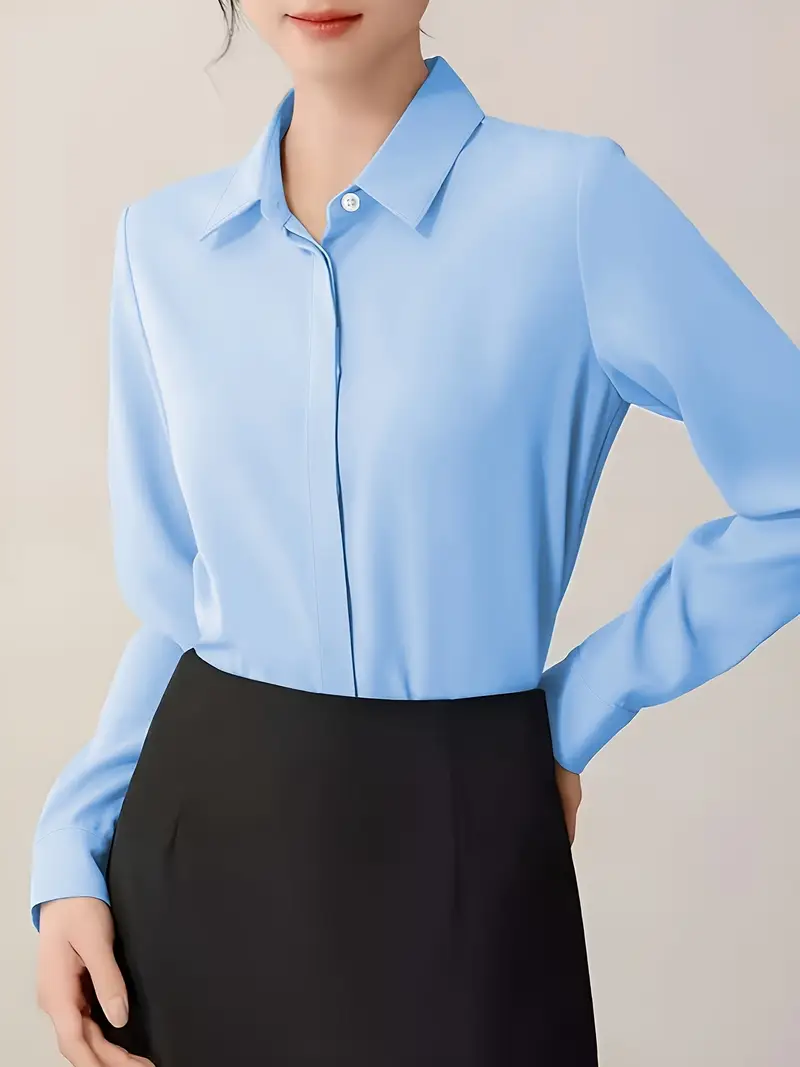 womens elegant semi blue long sleeve blouse - Temu Mexico womens elegant semi blue long sleeve blouse - Temu Mexico