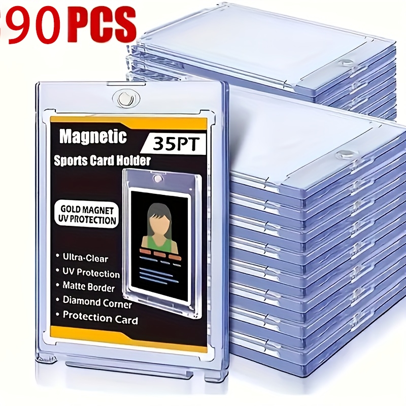 TEMU 30/60/90pcs Magnetic Card Holder | 45 Pt Magnetic Card Holder For Trading Cards, Magnetic Card Holder Cases Magnetic Card Case Clear Card