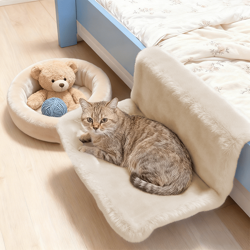 TEMU 1pc Plush Cat Hammock Bed - Soft Cushioned Pet Sleeping Bed With Removable Washable Cover, Durable Polyester Fabric And Non-slip Base, No-drill
