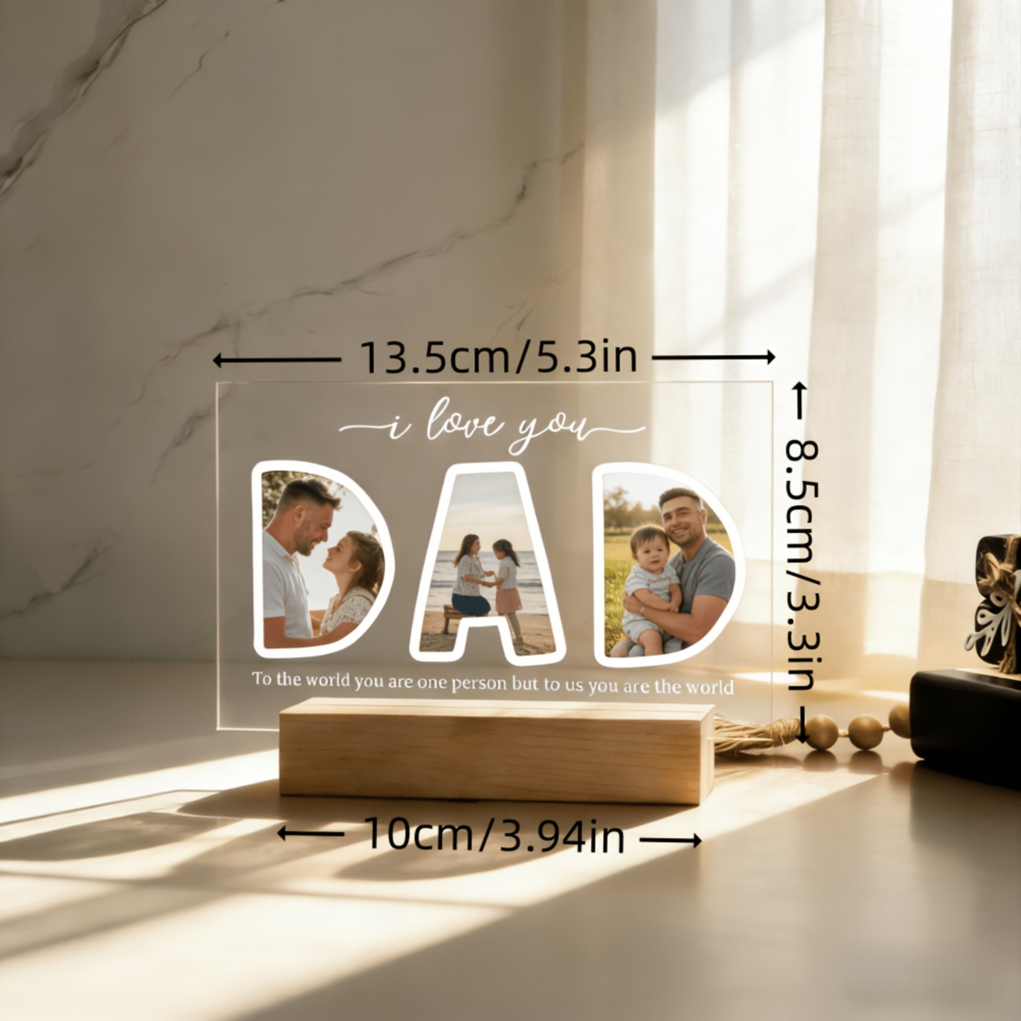 TEMU 2d Flat, Personalized Photo Plaque With Base - Custom Name/text & Photo Display Suitable For Dad, Family Keepsake Gift, Self- Text/graphic,