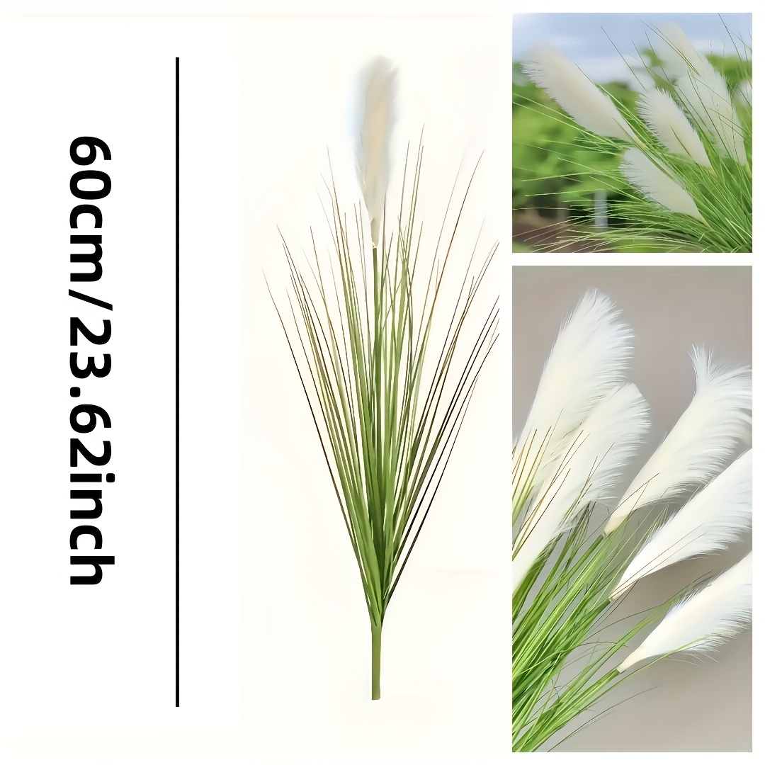 TEMU 2 Large Bundles Of Elegant Artificial Pampas Grass, White Tall Realistic Reed Grass, Fluffy And Flowing Simulated Reeds, Decorative Art-style
