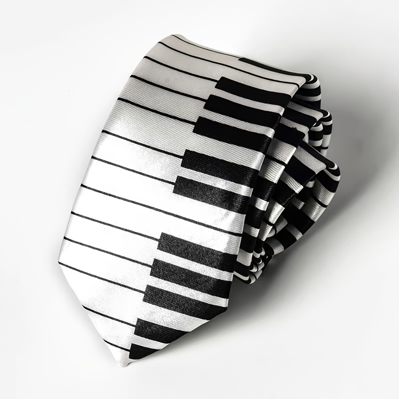 TEMU Unisex Student Music Notes And Treble Clef Tie - 960 Piano Key Tie, Suitable For Concerts, - 6cm , Designed Specifically For Musicians Christmas