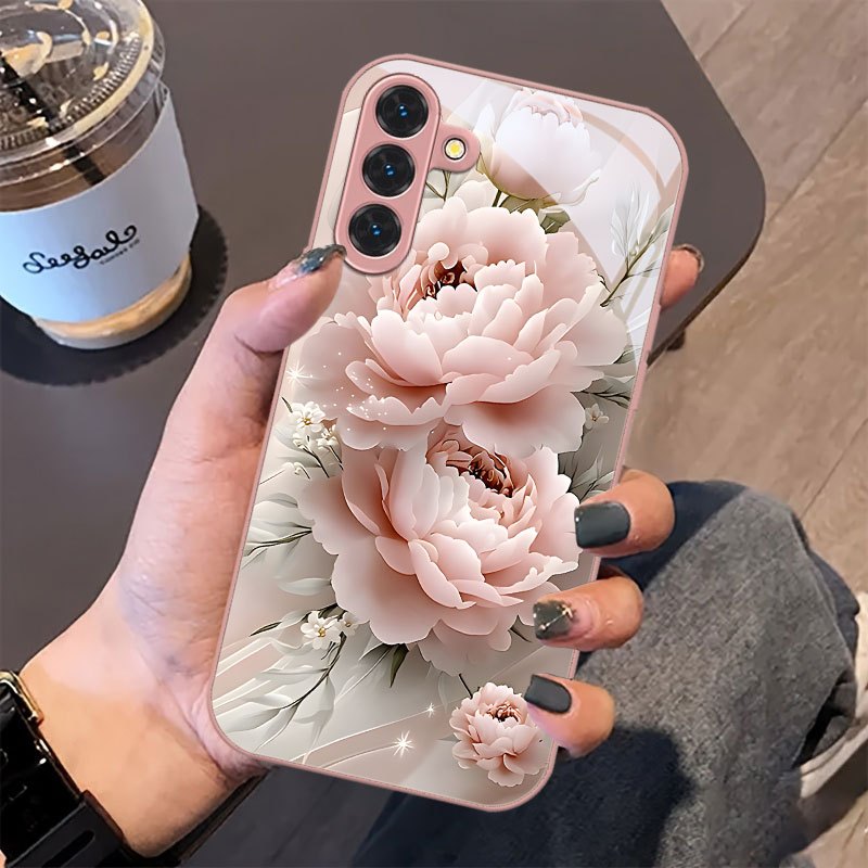 TEMU Phone Case: Pink Peony Floral Women's Pattern Phone Case, Suitable For Galaxy