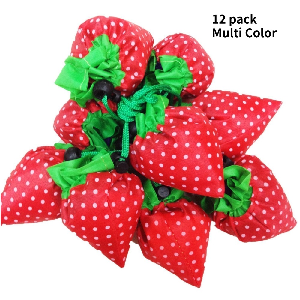 12 Pack Strawberry Reusable Grocery Bags Assorted Color Shopping Eco Bags
