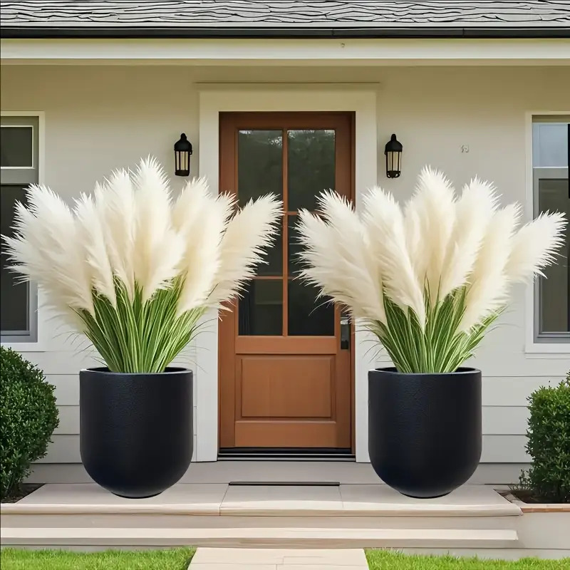 1 Nordic Modern Thickened Resin Large Flower Pot with Straight Round Design, All-Weather Lightweight and Durable Wine Glass Style, Smooth Surface with Drainage Hole, Suitable for Indoor/Outdoor Artificial Plants and Greenery | Perfect for Living Room