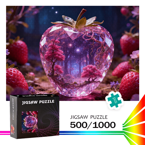 high quality puzzles featuring crystal strawberries and pink trees in 500pcs and 1000pcs designed for birthdays halloween christmas thanksgiving easter and back to