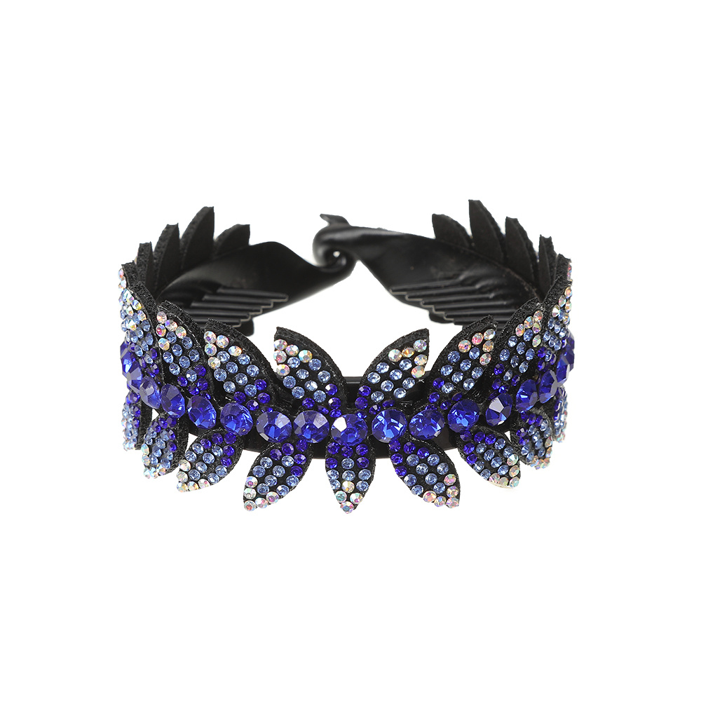 Large Rhinestone Leaf Hair Bun Clip for Elegant Styling