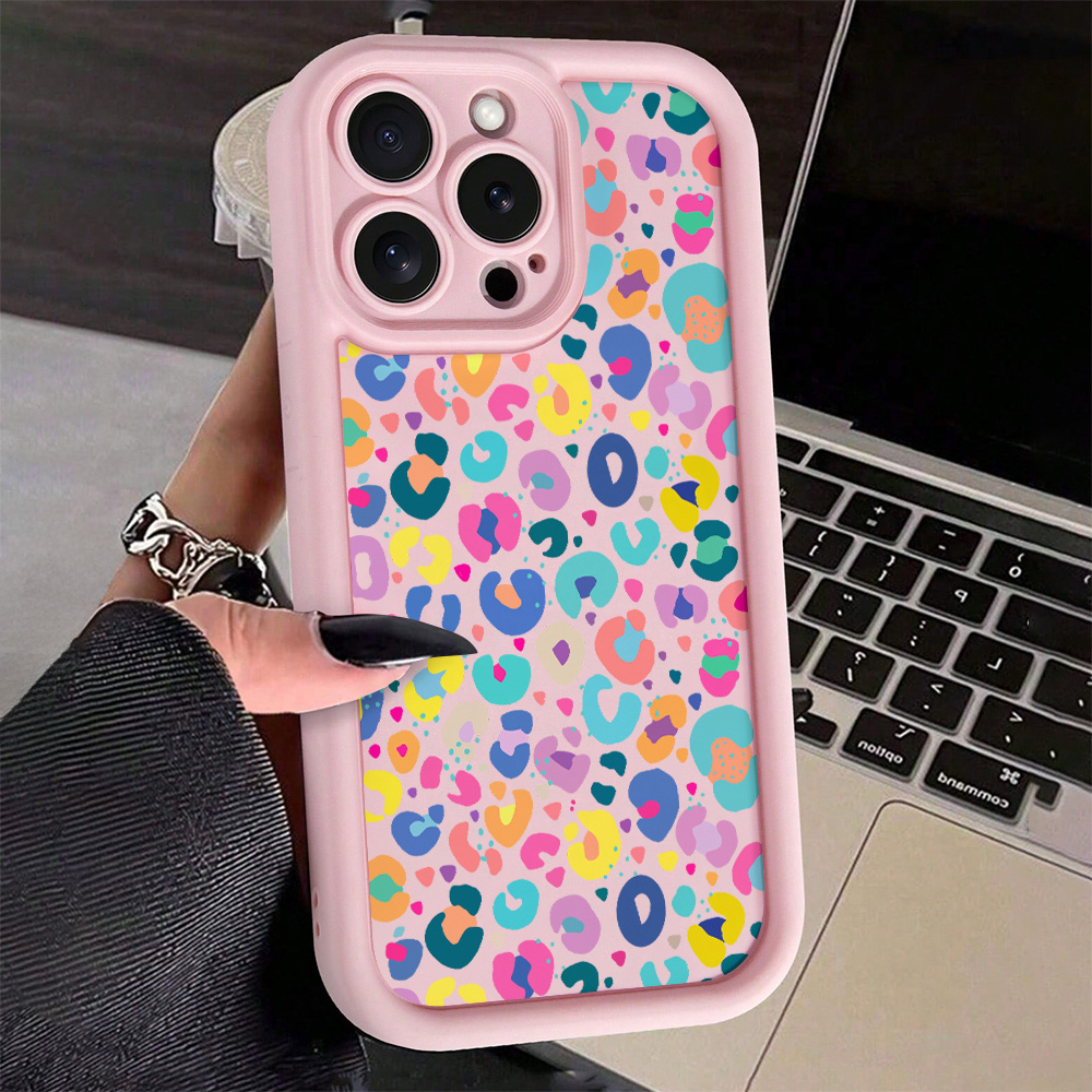 TEMU Phone Case - High Bamboo Pink Full-screen Colorful Graffiti Tpu Shockproof Full Coverage Protective Case Suitable For Iphone 6/7/8/x/xs/xr/xs
